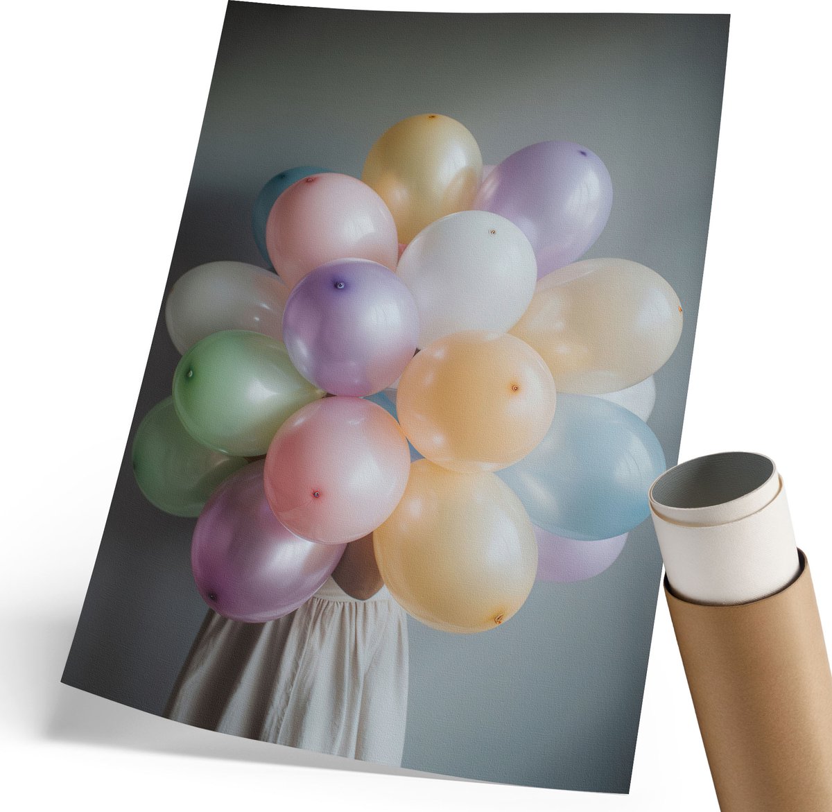 Coloray Polycanvas Wandposter - Ballonnenboeket, Fotografie - 210 x 297 mm - Beige Design - Rechthoek - Wandkunstwerk - Woonkamer, Slaapkamer, Kantoor - Modern