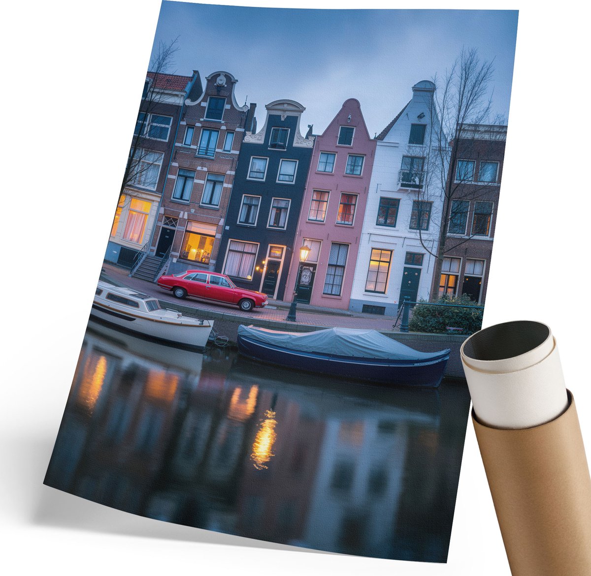 Coloray Polycanvas Wandposter - Ingang Van De Grot, Schilderen - 420 x 594 mm - Blauw Kunst - Rechthoek - Canvasposter - Woonkamer, Slaapkamer, Kantoor - Japanse