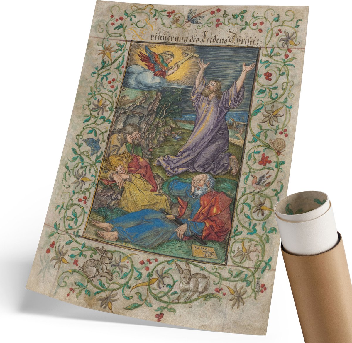 Coloray Polycanvas Wandposter - Christus Op De Berg, Schilderen - 210 x 297 mm - Blauw Patroon - Rechthoek - Wandkunstwerk - Woonkamer, Slaapkamer, Kantoor - Klassiek