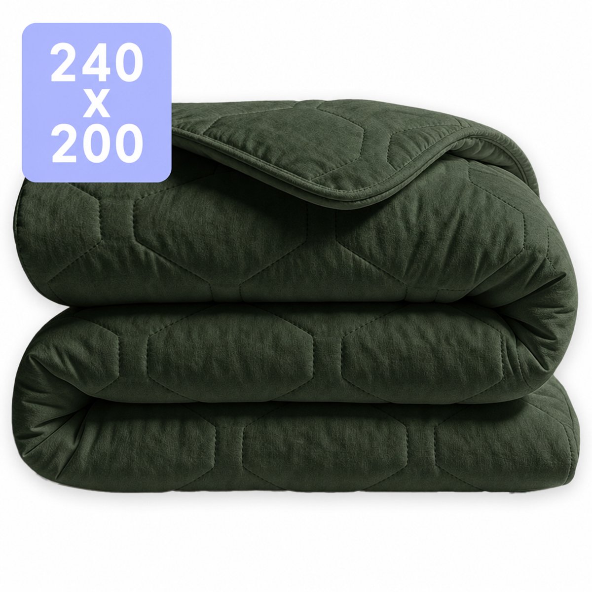 HappyBed Dekbed zonder overtrek 240x200 - Teddy - Wasbaar dekbed - Dekbed zonder hoes - Hoesloos Dekbed - Dark green