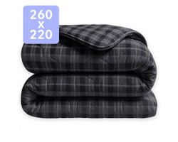 HappyBed Dekbed zonder overtrek 260x220 - Wasbaar Dekbed - Bedrukt dekbed zonder hoes - Hoesloos Dekbed - Extra breed - Grey Tartan