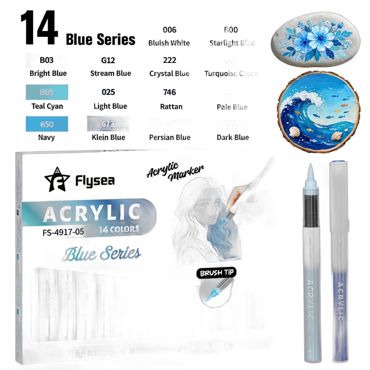 Currero Aquamarkers - Twinmarkers - Brushpennen - Stiften - Markeerstiften Op Waterbasis - Dual Tip - Tekenen En Kleuren - Blauw4 Stuks