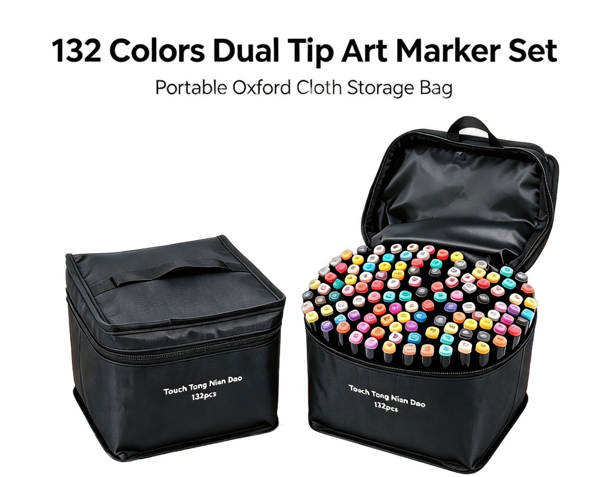 Currero Aquamarkers - Twinmarkers - Brushpennen - Stiften - Markeerstiften Op Waterbasis - Dual Tip - Tekenen En Kleuren - 132-delige