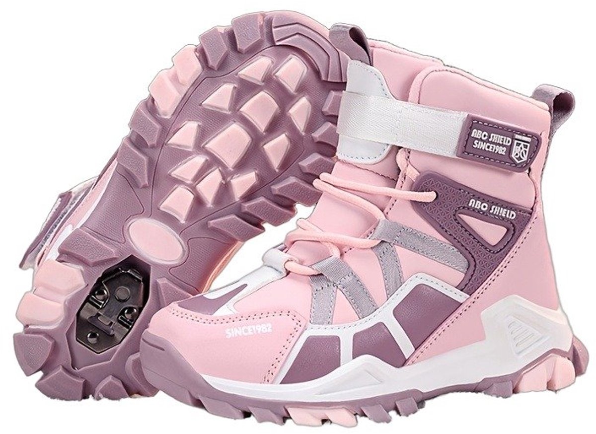 Currero Snowboots Meisjes Sneeuwlaarzen Kinderen Winterlaarzen Meisjes Gevoerde Winterschoenen Waterdicht Antislip Zool Warm Gevoerd Kinderlaarzen Stoffig Paars