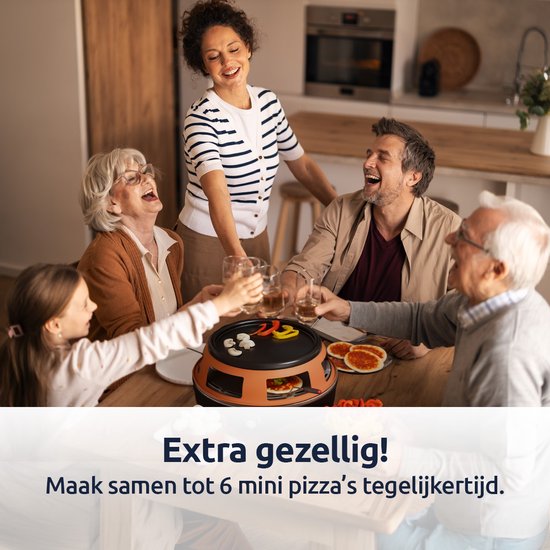 BluMill Pizza Oven en Gourmetstel - 2 in 1 - 6 Persoons - Mini Pizza Oven - Temperatuurregelaar - Incl. Spatels - 1200W — afbeelding 2