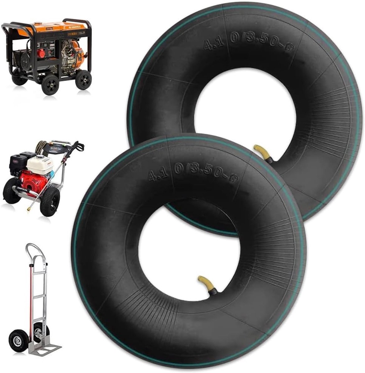 Vervangende Binnenband voor Tuinwagens, 2 Stuks, Geschikt voor Tuinmachines en Handkarren (4.10/3.50-4)