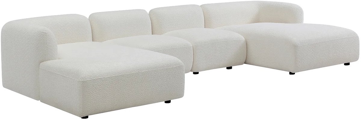 Vente-unique Modulaire XXL-hoekbank in boucléstof - Gebroken wit DANEPI