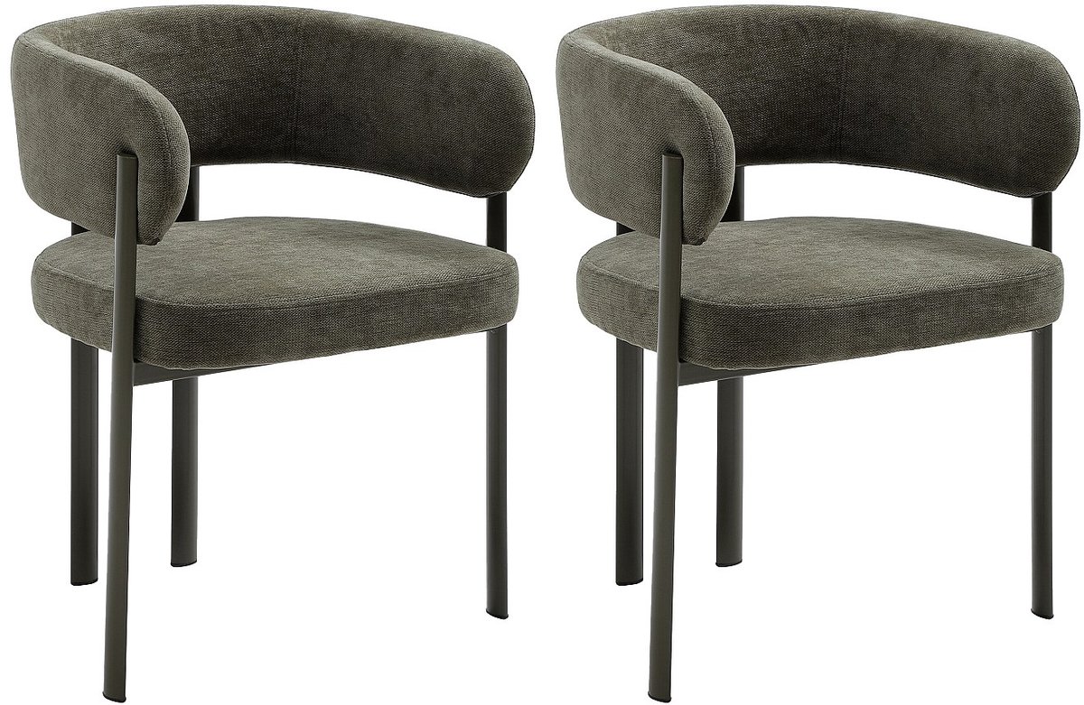 Vente-unique Set van 2 stoelen in stof en metaal - Groen - CIBARO