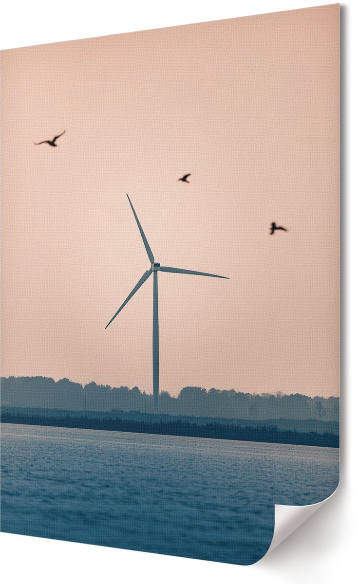 Coloray Polycanvas Wandposter - Vogels Met Een Opschrift, Illustratie - A2 - Groen Decoratie - Rechthoek - Wandkunstwerk - Woonkamer, Slaapkamer, Kantoor - Humoristisch