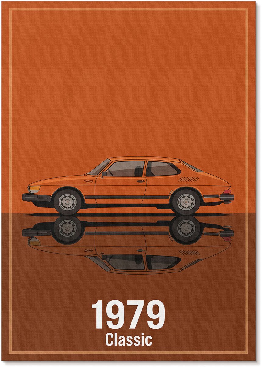 Tulup Polycanvas Wandposter - Retro Klassieker, Illustratie - A4 - Oranje Wandposter - Rechthoek - Canvasposter - Woonkamer, Slaapkamer, Kantoor - Retro