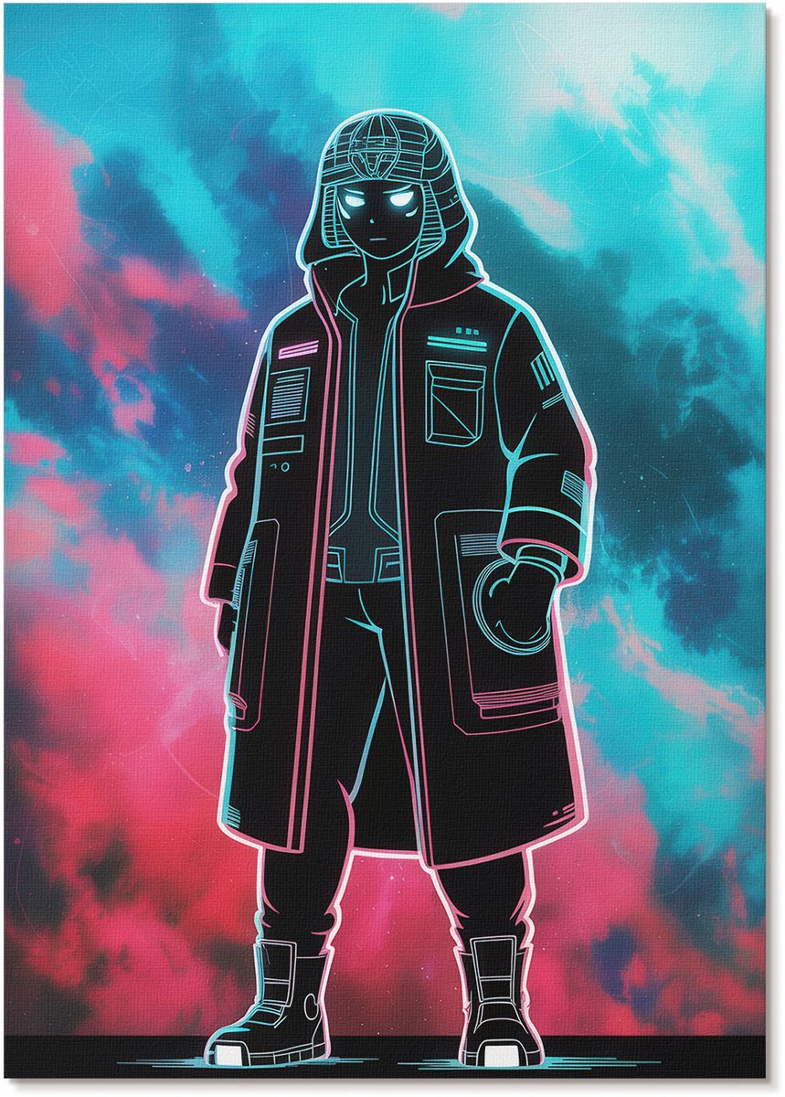 Tulup Polycanvas Wandposter - Cartoonfiguur, Illustratie - A4 - Blauw Poster - Rechthoek - Wandkunstwerk - Woonkamer, Slaapkamer, Kantoor - Popcultuur