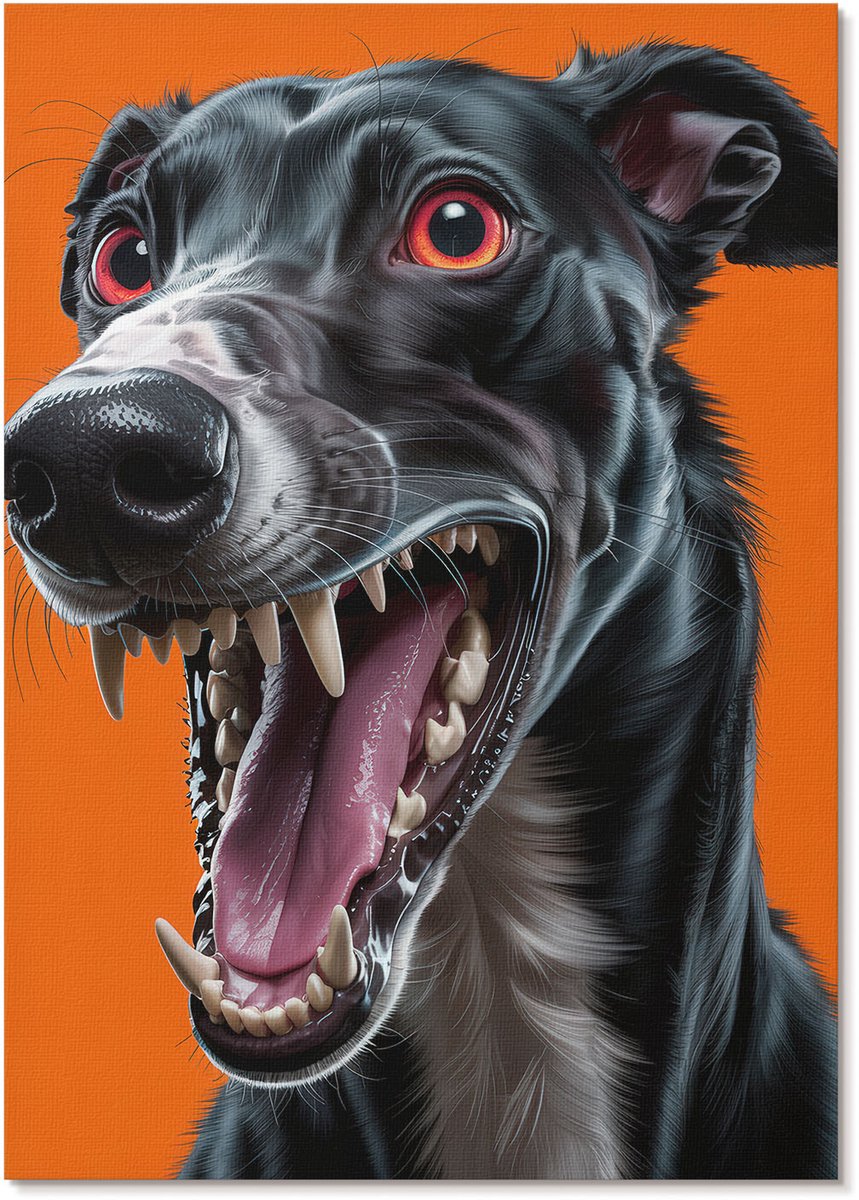 Tulup Polycanvas Poster - Zwarte Hond, Fotografie - A4 - Zwart Illustratie - Rechthoek - Kunstposter - Woonkamer, Slaapkamer, Kantoor - Expressief