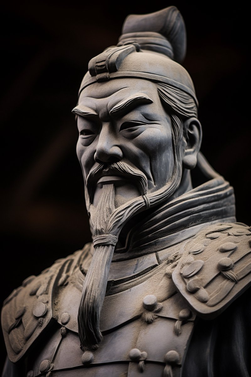 Sun Tzu Poster - The Art of War - Standbeeld - Chinese Koninkrijk - WU - posters - formaat 70x100cm - Wanddecoratie - L1346AZ