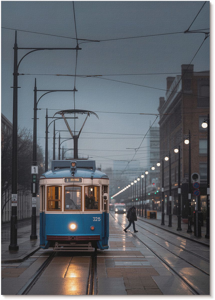 Tulup Polycanvas Wandposter - Stadswandeling, Fotografie - A3 - Zwart-wit Design - Rechthoek - Muurkunst - Woonkamer, Slaapkamer, Kantoor - Klassiek