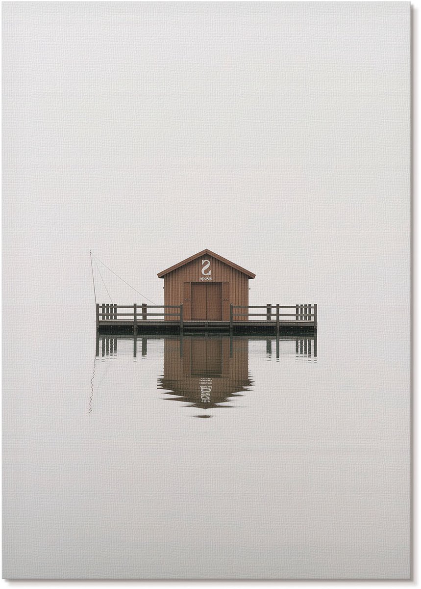Tulup Polycanvas Wandposter - Japans Onsen-Landschap, Beige - A2 - Roze Design - Rechthoek - Canvasposter - Woonkamer - Klassiek