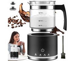 Glazen Melkopschuimer - Elektrische Melkopschuimer - Vaatwasserbestendig - 500 ml - Warm & Koud Schuim - 4 Standen - Automatische Uitschakeling - Milk Frother - Voor Latte & Cappuccino & Macchiato - Zwart
