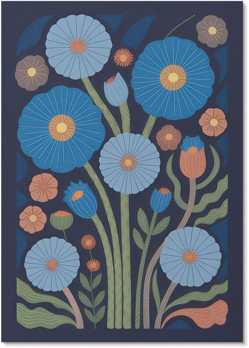 Tulup Polycanvas Wandposter - Steiger Aan Het Meer, Blauw - A3 - Grijs Wandposter - Rechthoek - Canvasposter - Woonkamer - Klassiek