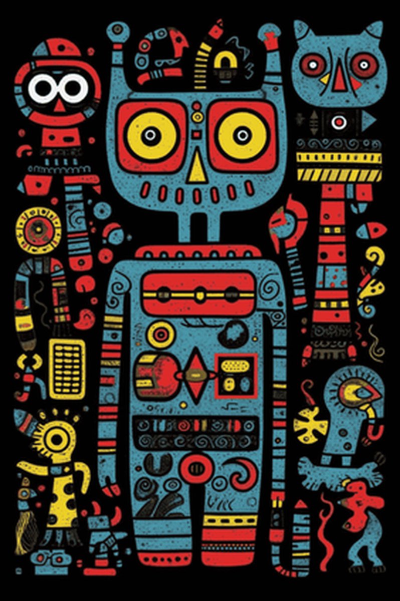 Robot Poster - Abstracte kunst - Moderne kunst - Industriele - posters - formaat 70x100cm - L455