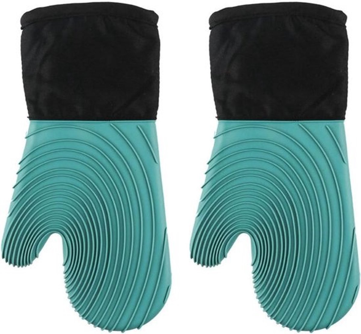 Siliconen Ovenwanten - Hittebestendige Keukenhandschoenen - Veilig Koken - Waterdicht en Flexibel - 34.5 cm lang - Groen