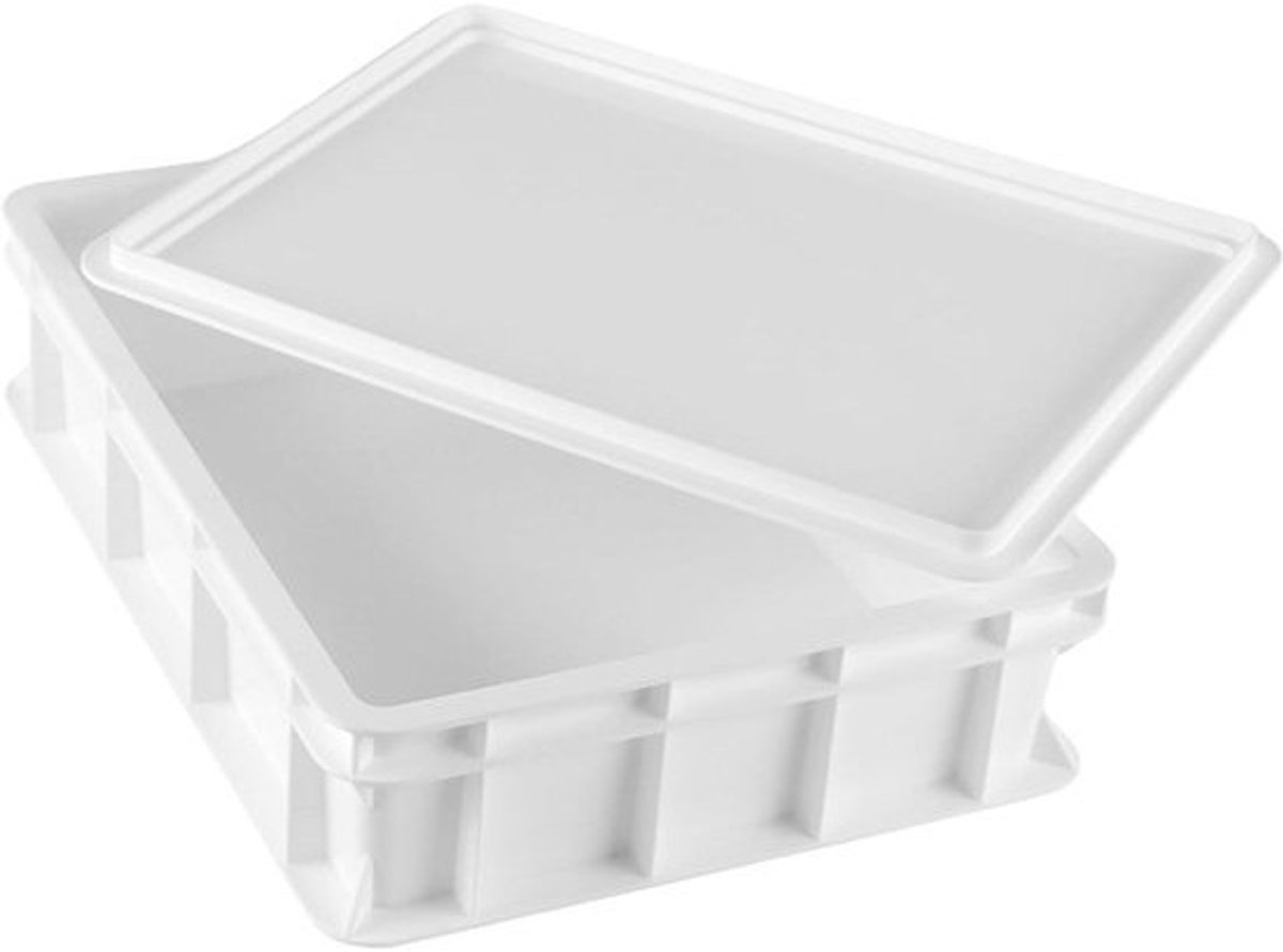 Deeg Bakcontainer - Rijsbak met Deksel - Bakken Thuis - Temperatuurbestendig - 40x30x10 cm - Wit