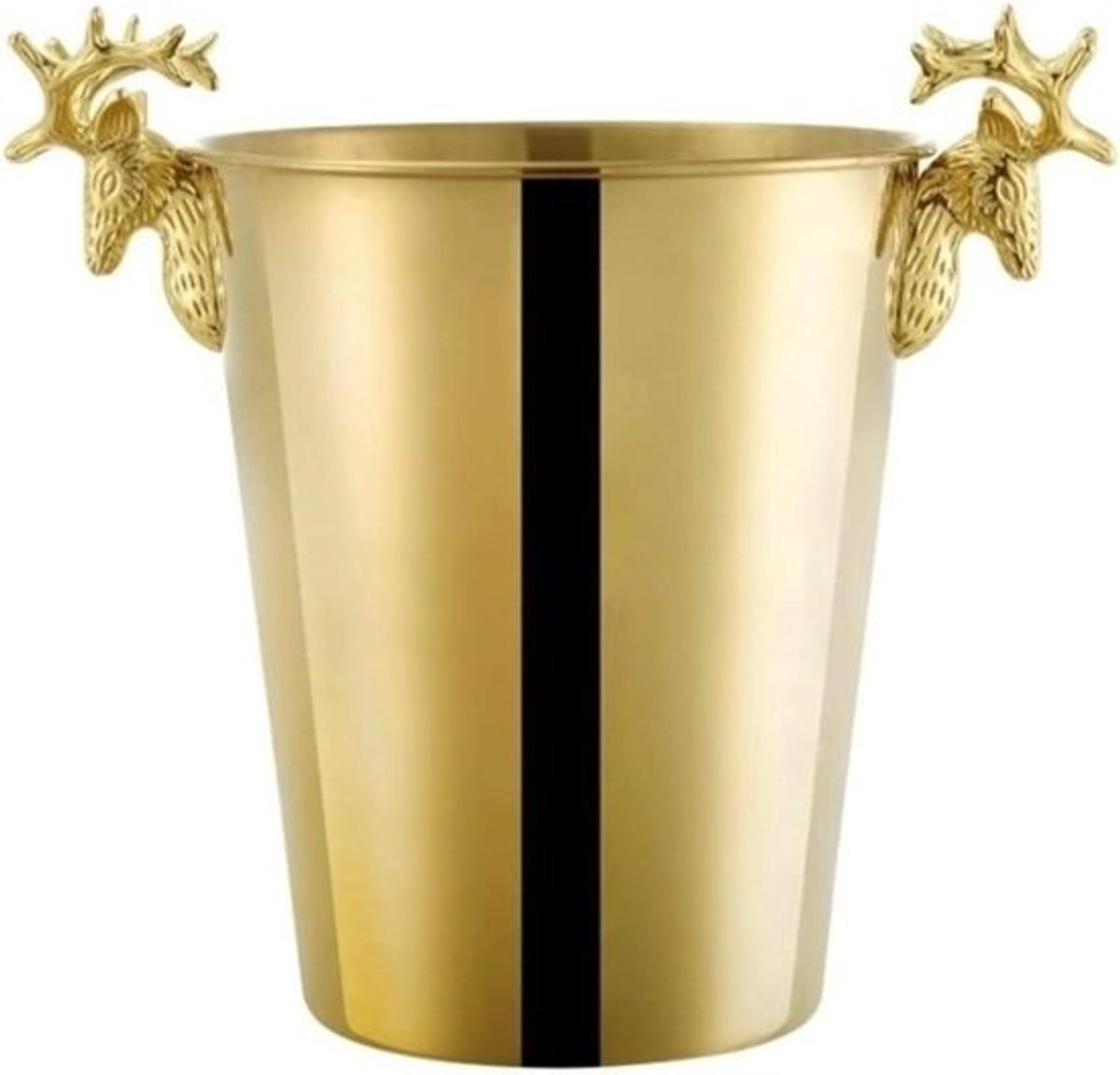 Ijsemmer Roestvrijstaal - Koel emmer IJsblokjeshouder - Dranken Koelen - Hertenkop Handvat - 16.5 x 16cm - Goud