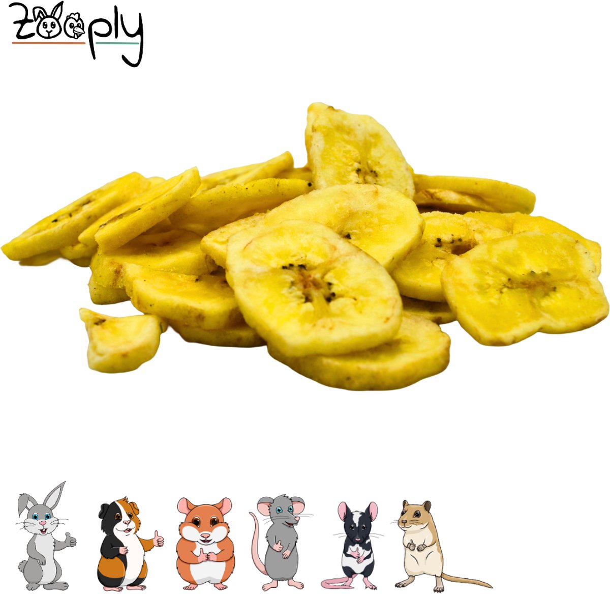 Zooply Bananenschijfjes - Kruiden & Snacks - 100% natuurlijk - Voor konijnen & cavia's - 275 gram