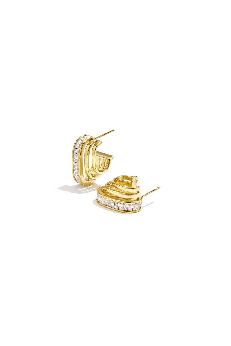 Roestvrijstalen oorknopjes met onregelmatige vorm, eenvoudige, alledaagse serie, dames sieraden - Goudkleur