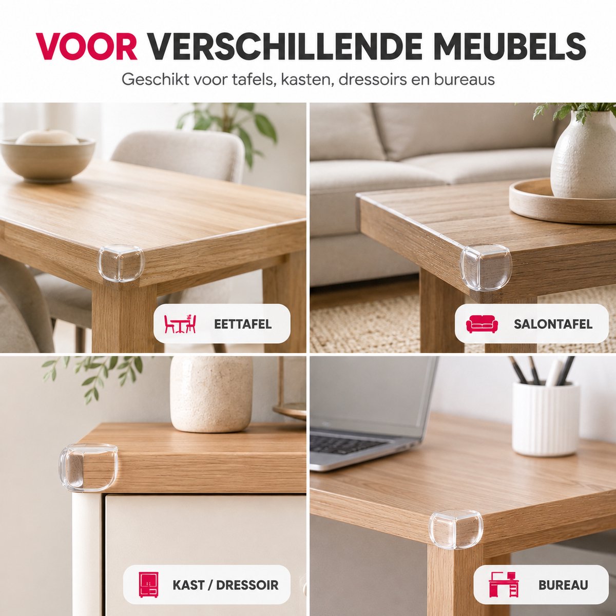 Eldur® Zelfklevende Hoekbeschermers Set 12 Stuks - Transparante Hoekbescherming - Baby & Kind Veiligheid - Meubel beschermhoeken - Tafelhoek Beschermers - Stootrand – foto 2