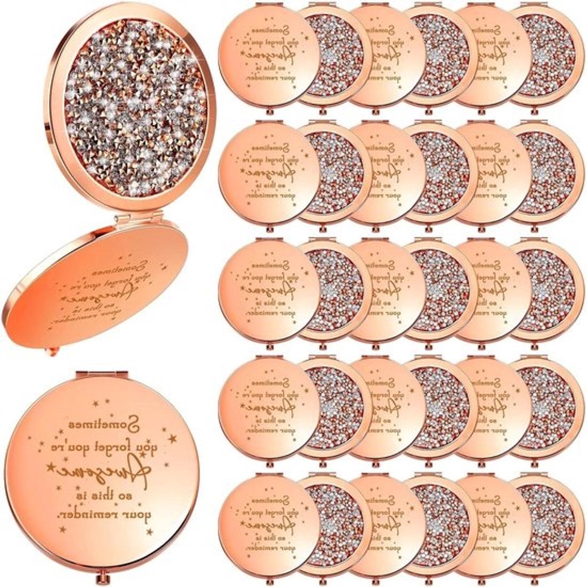 Compacte Spiegel - Make-up Spiegeltje - Snelle Controle - Draagbaar Formaat - 30 Stuks - Roségoud