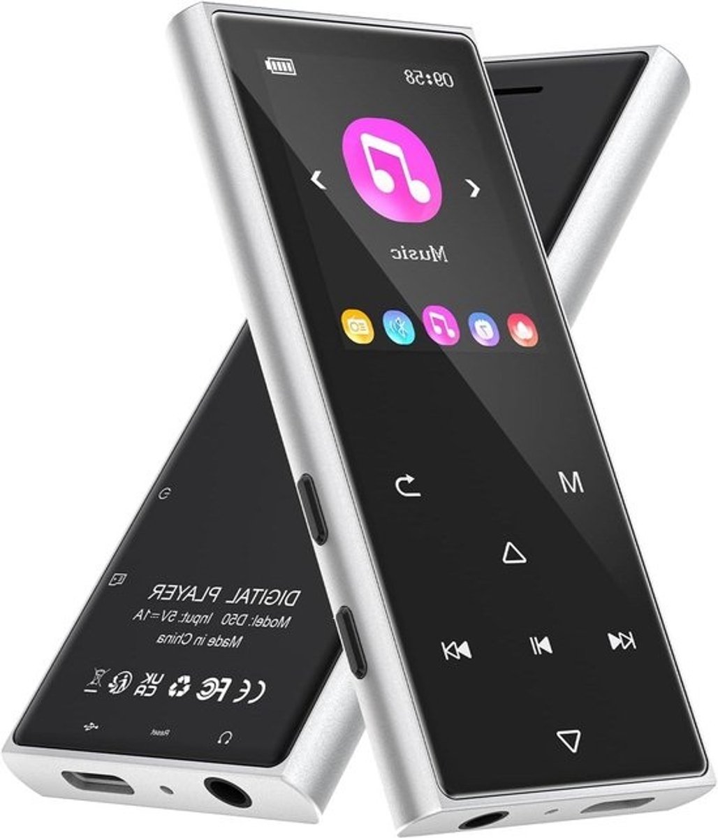 MP3-speler met Bluetooth - Digitale Muziekspeler - Muziek Luisteren - Ingebouwde Luidspreker - 177 inch scherm - Zwart