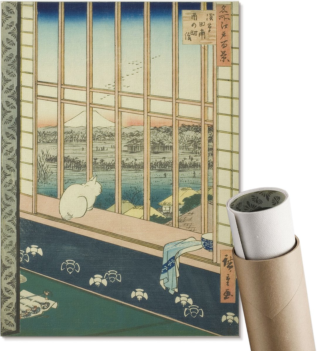 Coloray Polycanvas Poster - Rijstvelden Van Asakusa, Schilderen - A4 - Romig Wanddecoratie - Rechthoek - Wandkunst - Woonkamer, Slaapkamer, Kantoor - Japanse