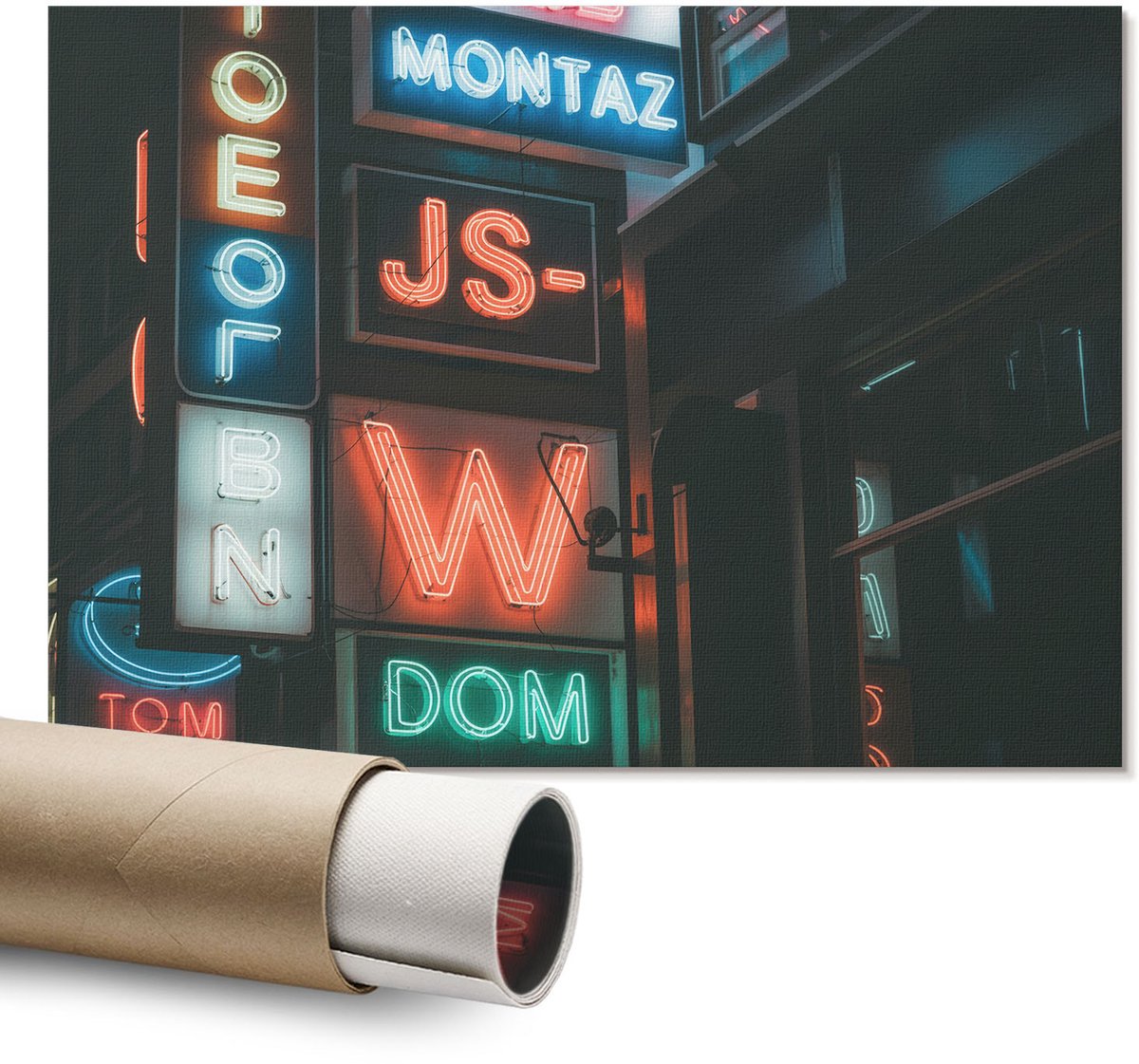 Coloray Polycanvas Poster - Stadslandschap, Illustratie - A1 - Blauw Wandposter - Rechthoek - Muurdecoratie - Woonkamer - Modern