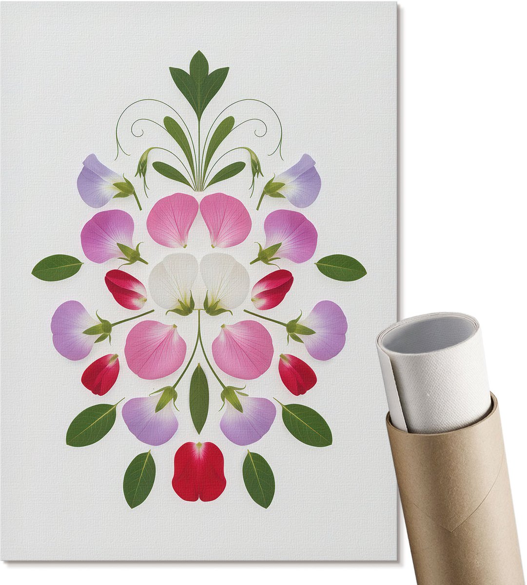 Coloray Canvas Poster Polycanvas - Knop Met Medaillon, Schilderen - A3 - Zwart Patroon - Rechthoek - Decoratieve poster - Woonkamer, Slaapkamer, Kantoor - Klassiek