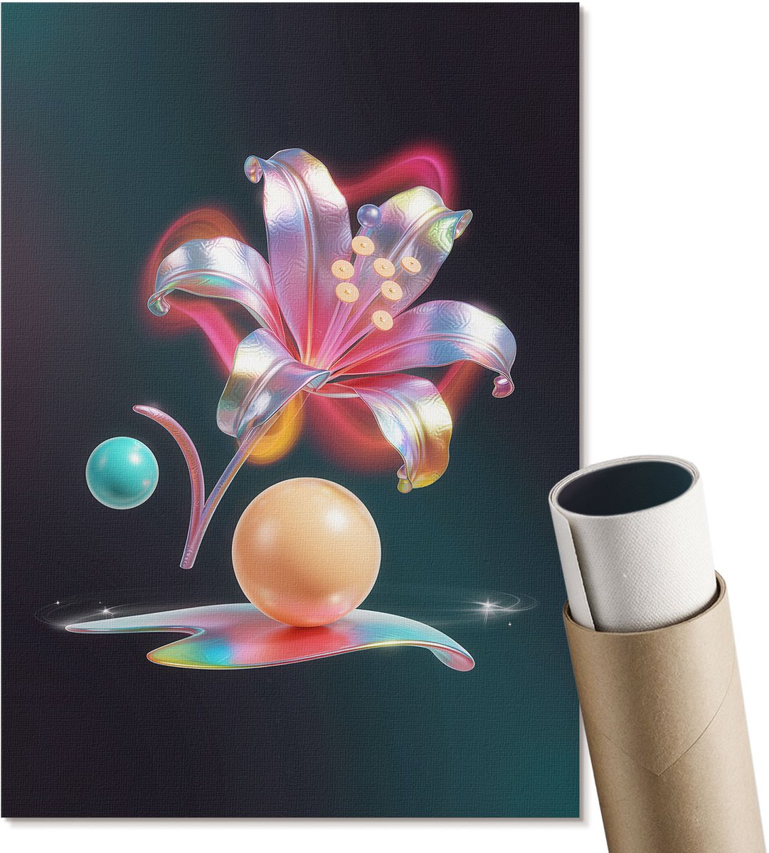 Coloray Canvas Poster Polycanvas - Boomgezicht, Zwart-wit - A2 - Beige Decoratie - Rechthoek - Muurdecoratie - Kantoor - Romantisch