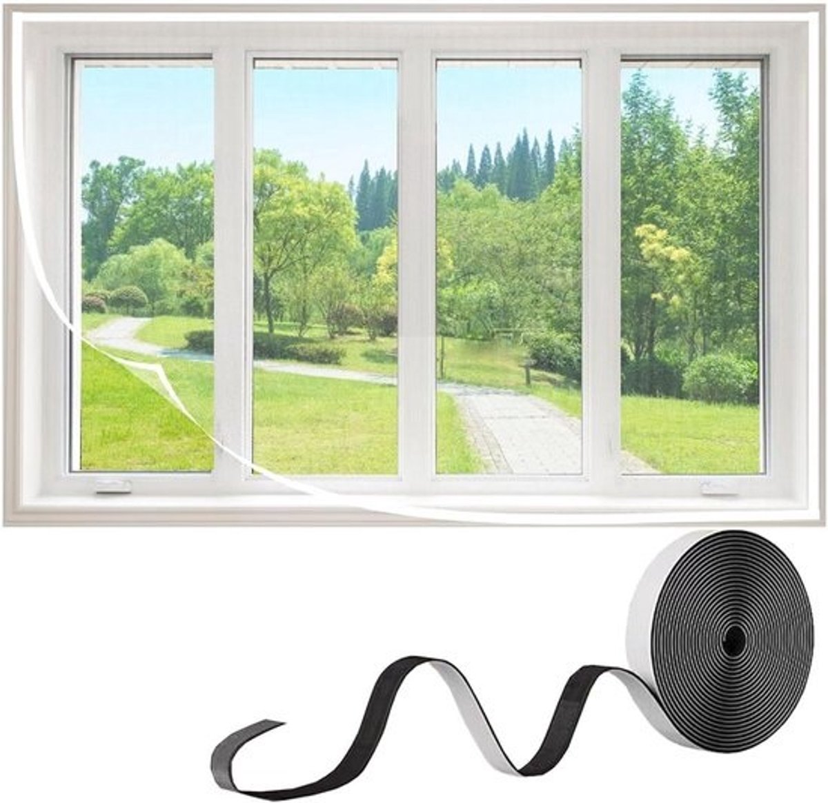 Vliegenhor Raam - Insectengaas Klamboe - Insecten Buiten Houden - Fijnmazig Polyester - 140x155cm - Wit