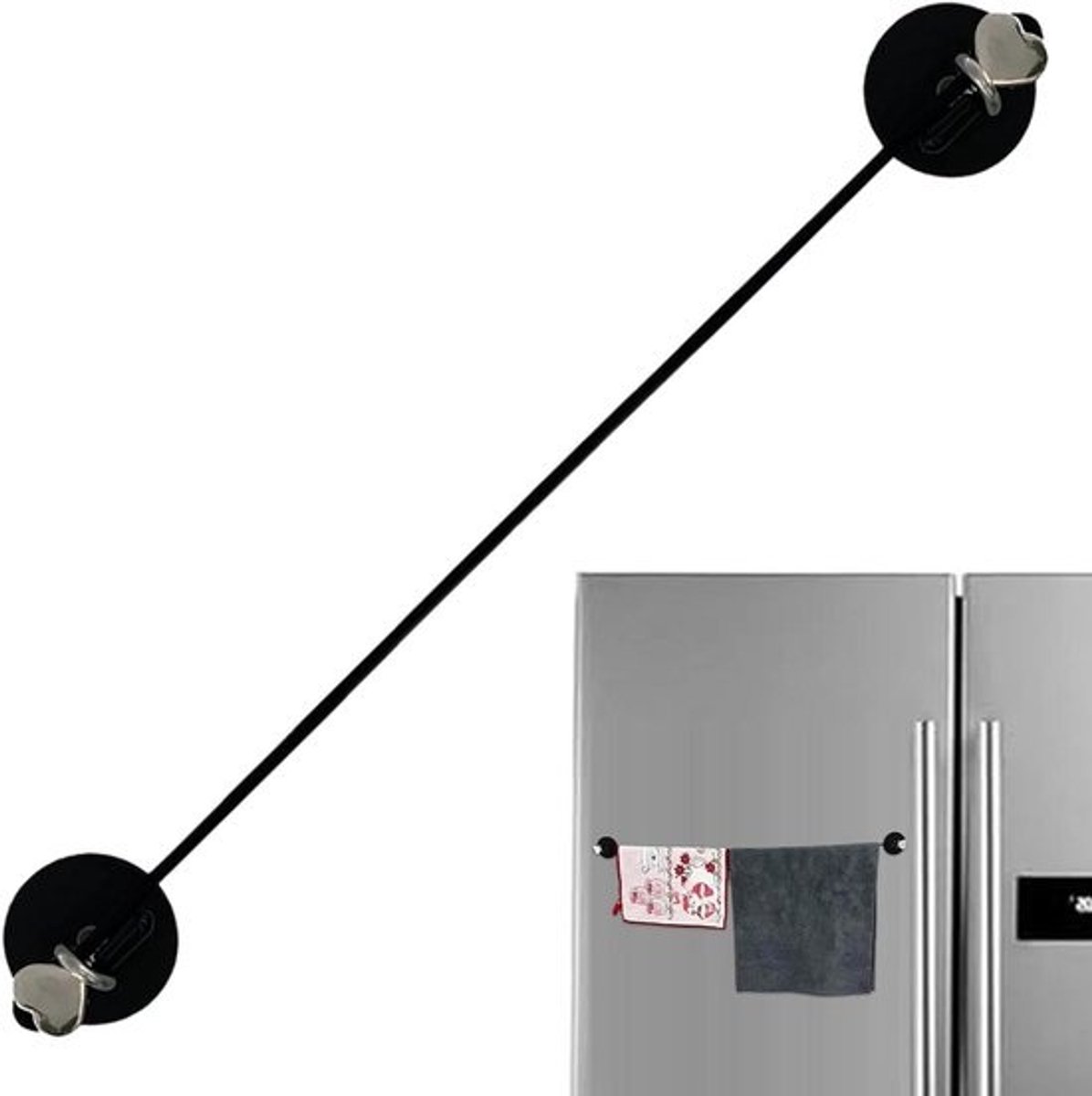 Magnetische Gordijnroede - Verstelbare Stang - Gordijnen Ophangen - Veerklem Systeem - Verstelbaar 50-90cm - Zwart