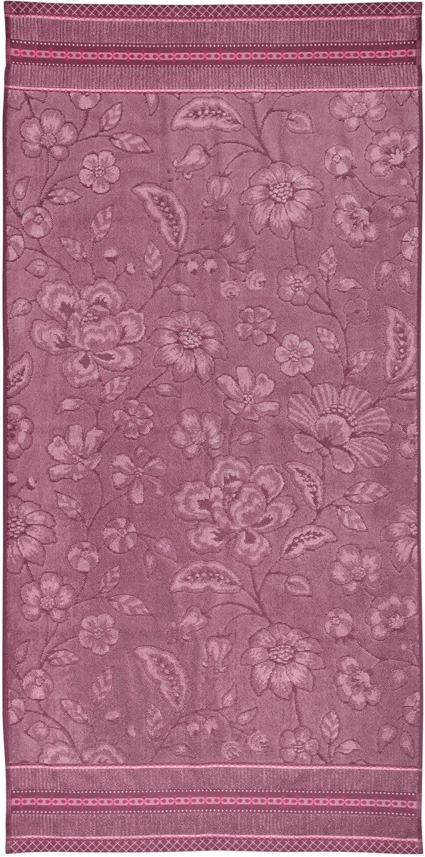 Pip Studio jasmin jacquard - 1 douchehanddoek - 70 x 140 cm - Licht roze