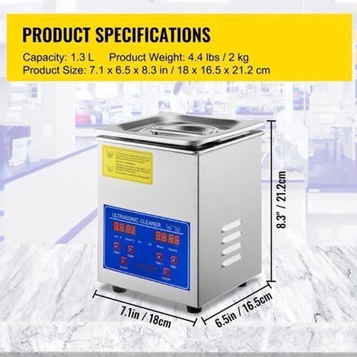 Ultrasoon Reiniger - Reinigingsapparaat voor Sieraden en Brillen - 1.3L - Ultrasone - Ultrasonic Cleaner - Compacte Draagbare Wasmachine - voor Servies, Sieraden en Huishoudelijk Gebruik