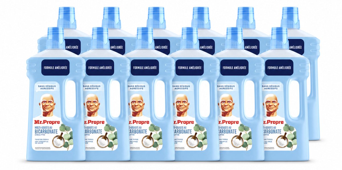 12 x Mr. Propre – Allesreiniger – Bicarbonaat & Eucalyptus – 1000 ml - Voordeelverpakking - 12 stuks