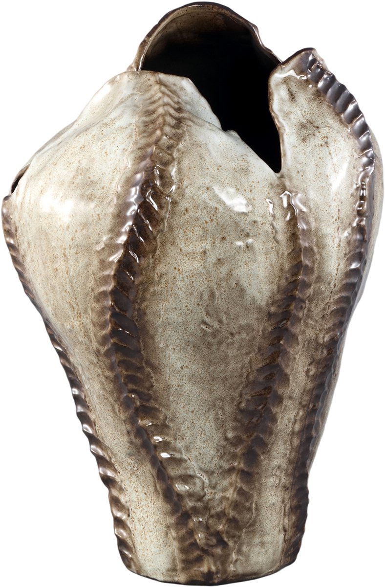 PTMD Tarig Light Brown Ceramic Irregular Dented Vase L