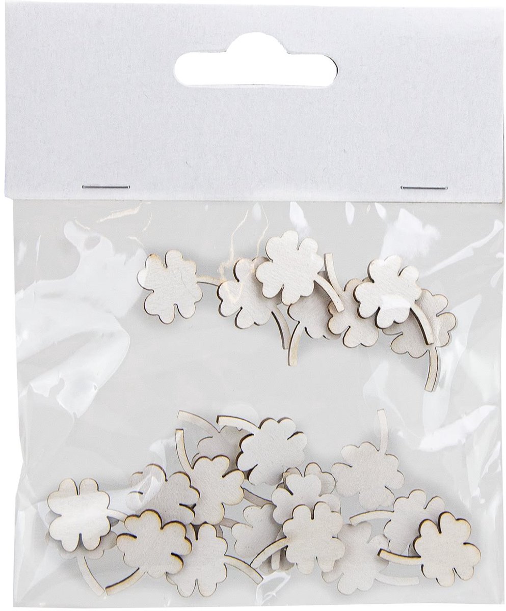 Riffelmacher Strooideco Klavertje Hout Wit 24 stuks Ø 2 x 0,2 cm