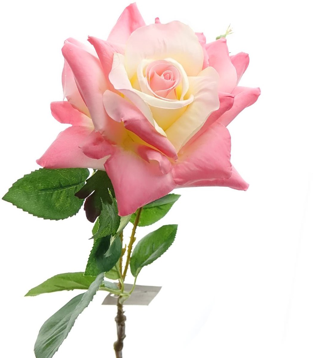 Gasper roos roze en cremewit 53 cm kunstbloemen