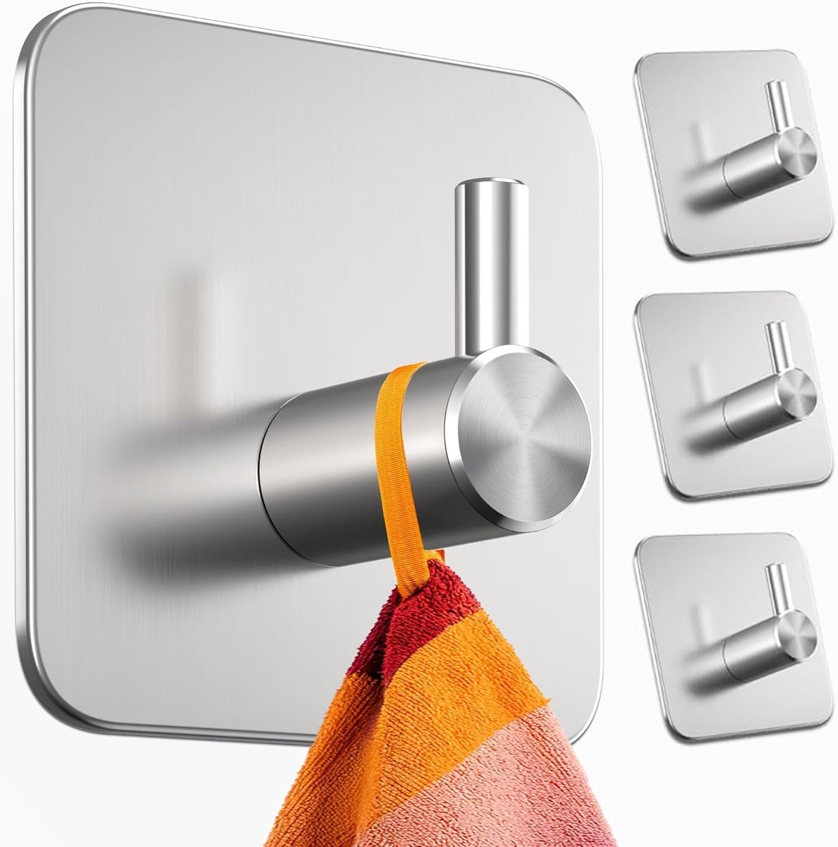 Wandhaak - Set van 4 - Zonder Boren - Waterbestendig - Zilver