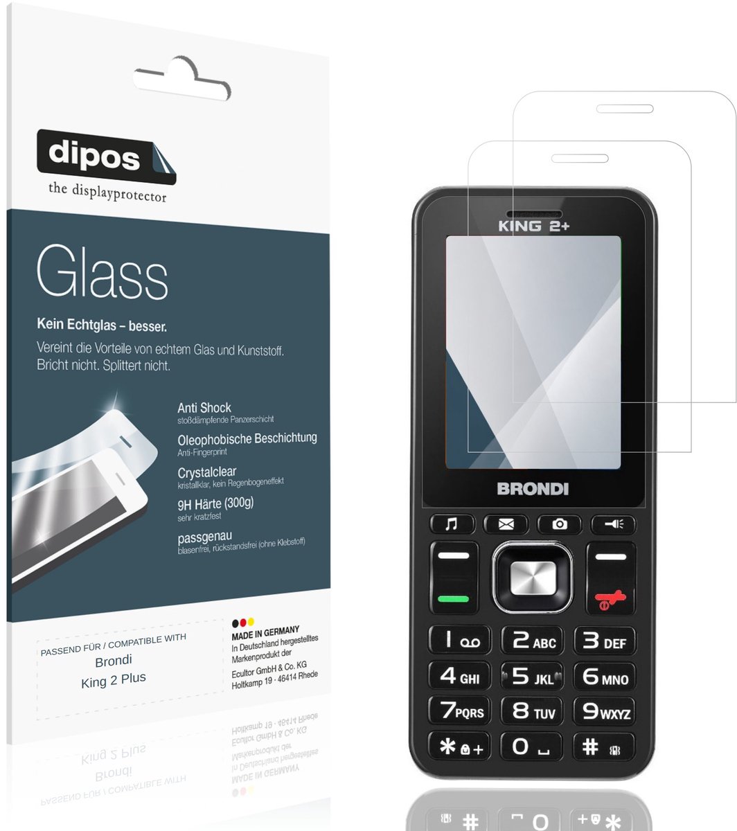 dipos – 2x Pantserfolie geschikt voor Brondi King 2 Plus | 9H Screenprotector