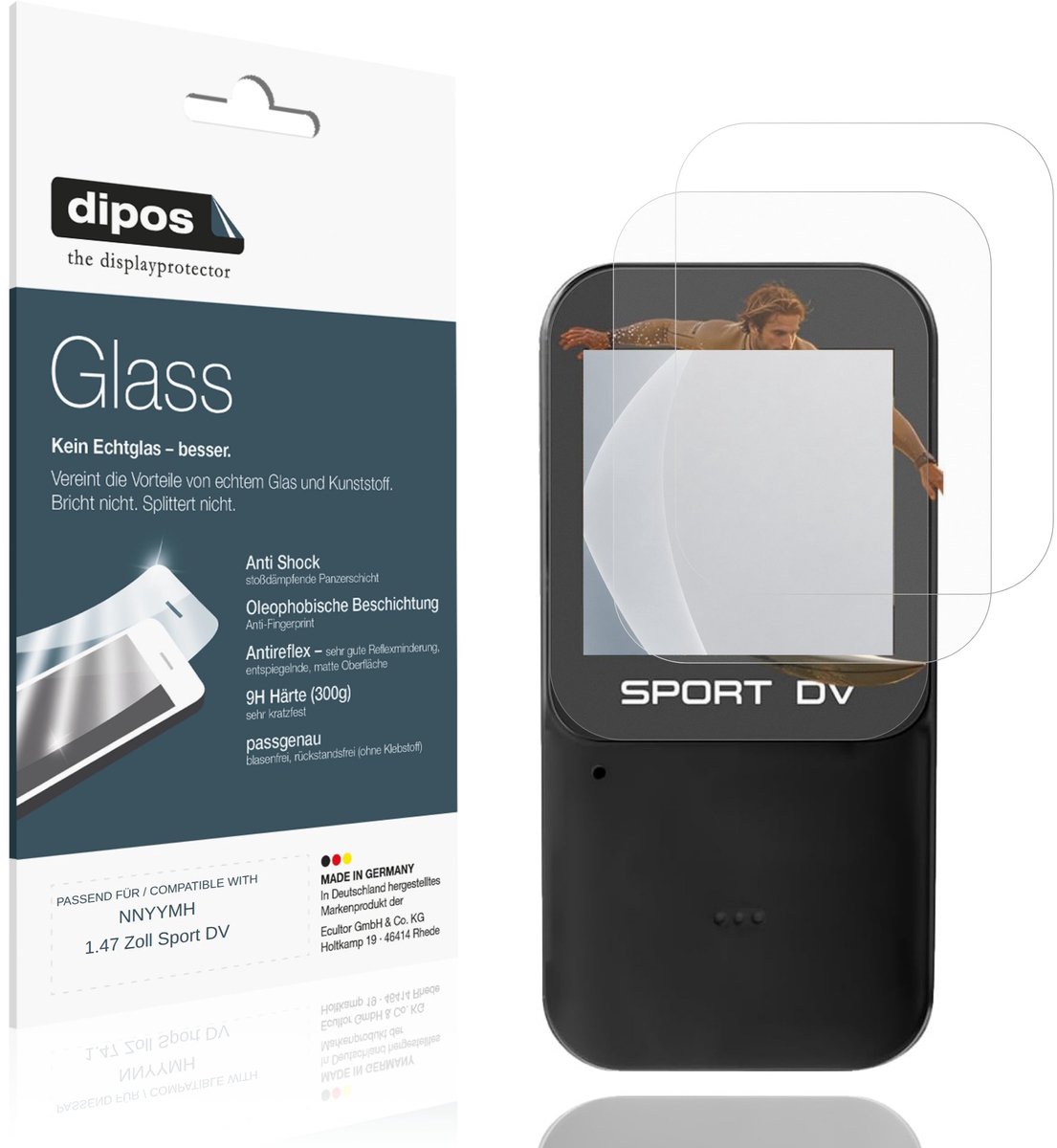 dipos – 2x Matte Pantserfolie geschikt voor NNYYMH 1.47 Inch Sport DV | 9H Screenprotector
