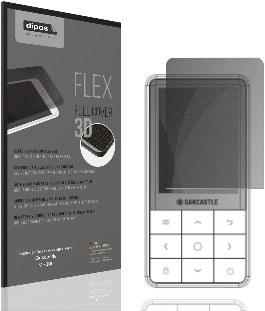 dipos FLEX – Matte Privacy Screenprotector geschikt voor Oakcastle MP300 | Volledige Schermbescherming | Case-Friendly