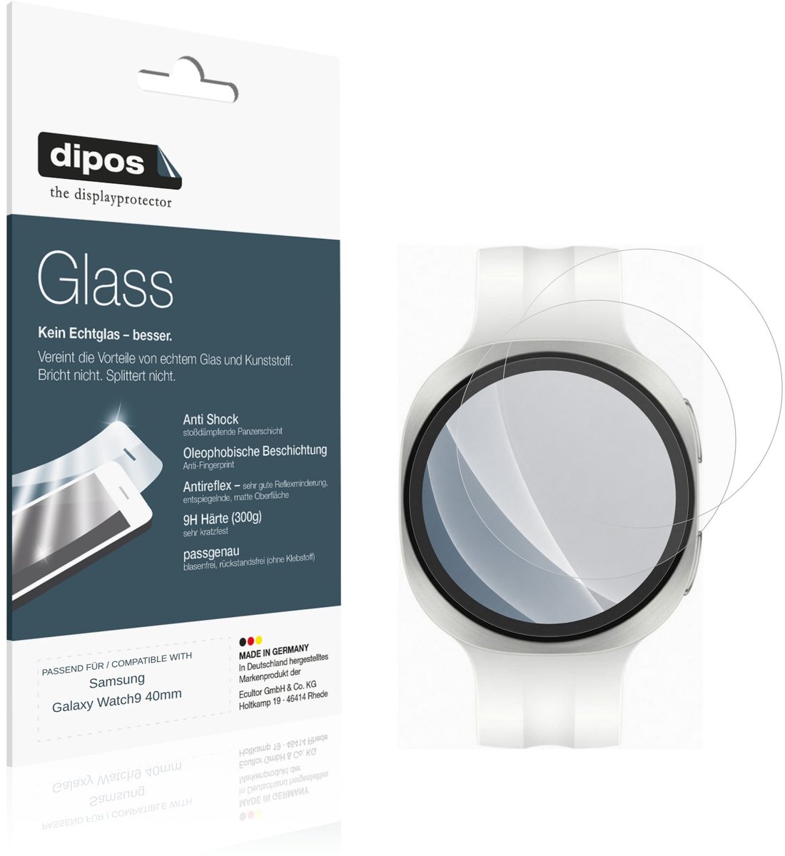 dipos – 2x Matte Pantserfolie geschikt voor Samsung Galaxy Watch9 40mm | 9H Screenprotector