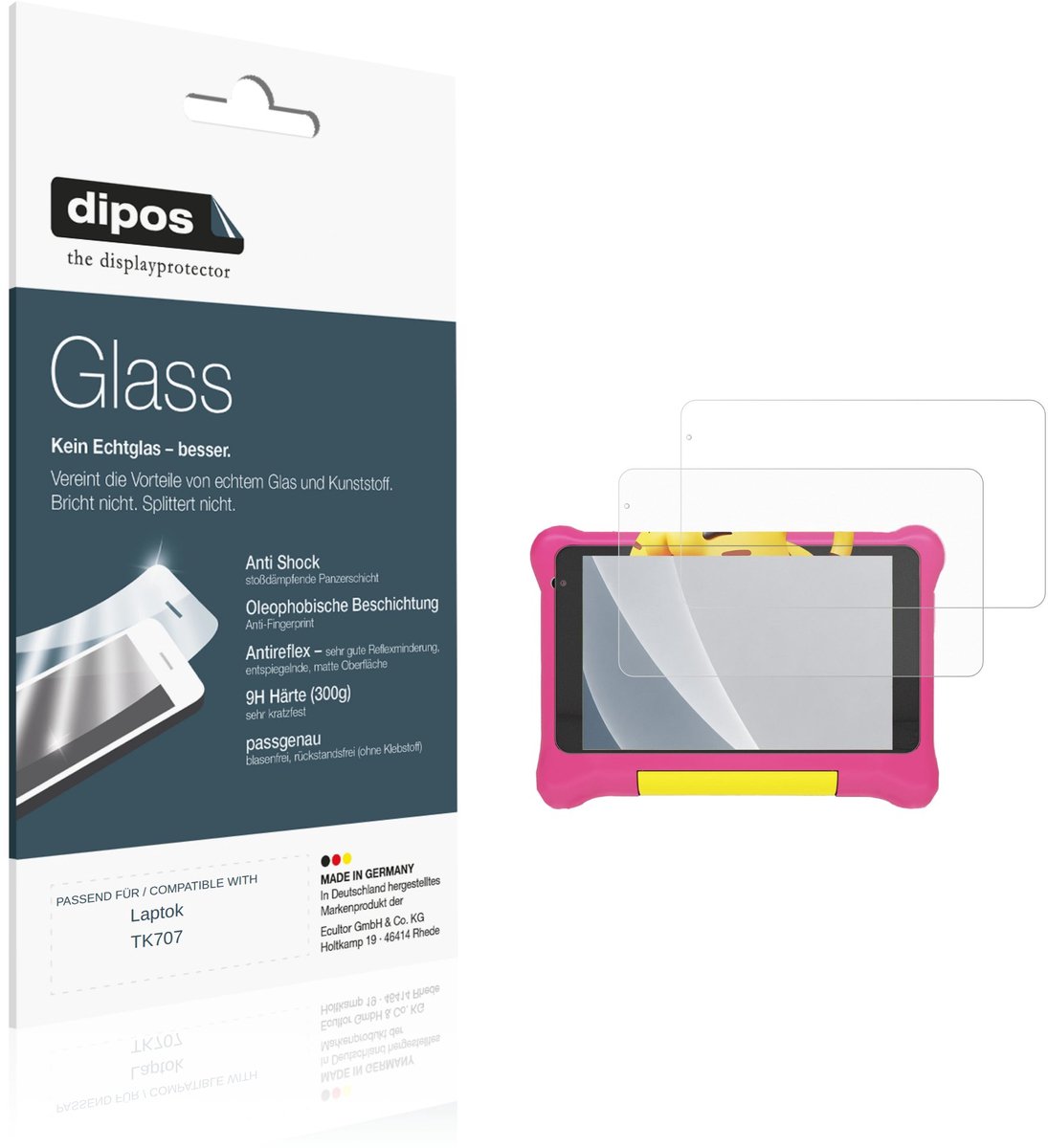 dipos – 2x Matte Pantserfolie geschikt voor Laptok TK707 | 9H Screenprotector