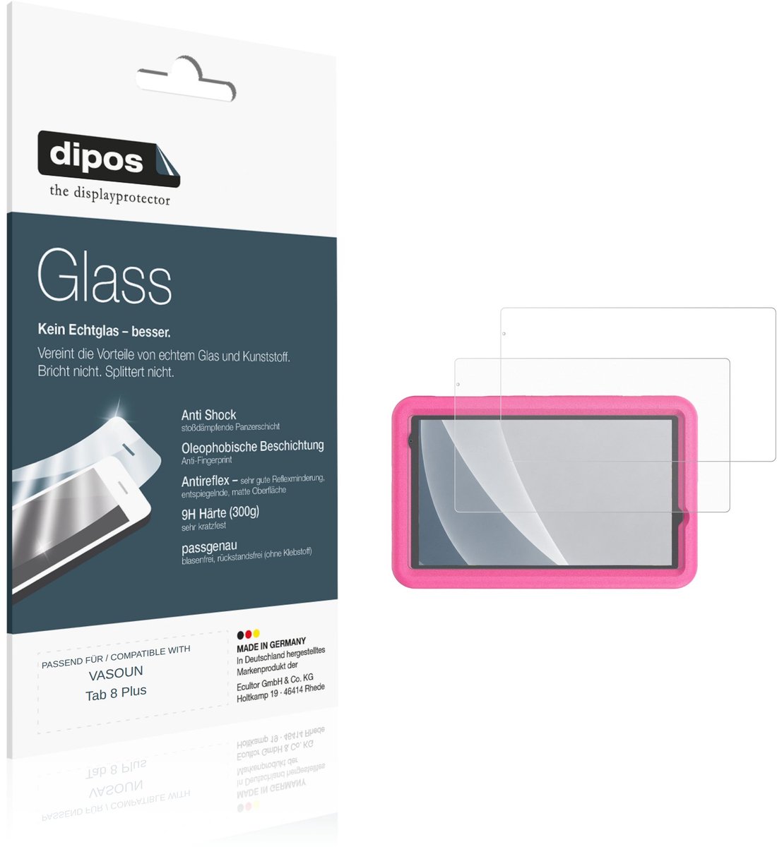dipos – 2x Matte Pantserfolie geschikt voor VASOUN Tab 8 Plus | 9H Screenprotector