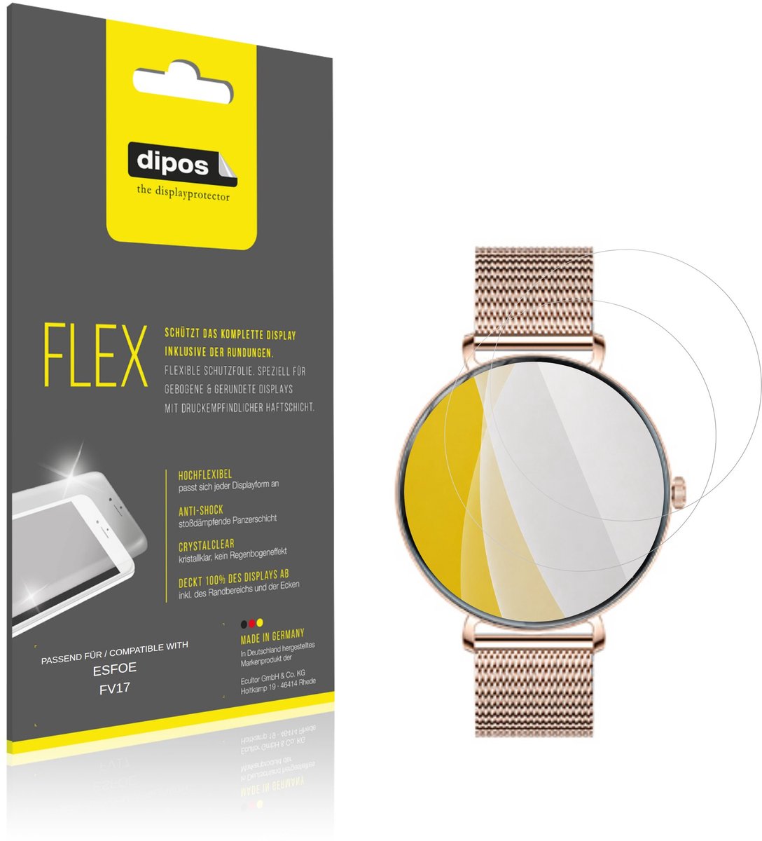 dipos – 2x Beschermfolie geschikt voor ESFOE FV17 | 3D Full Cover Screenprotector | 100% Passend